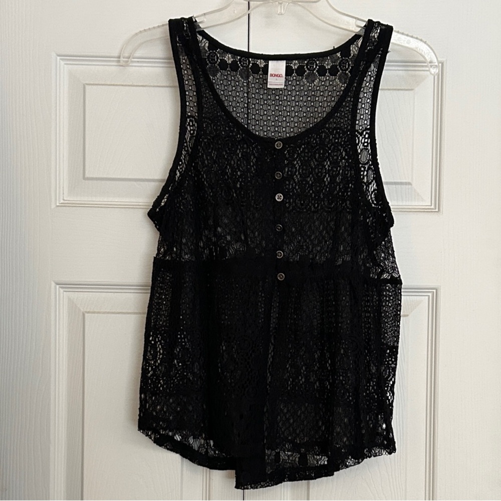 BONGO Black Sheer Lace Tank Top